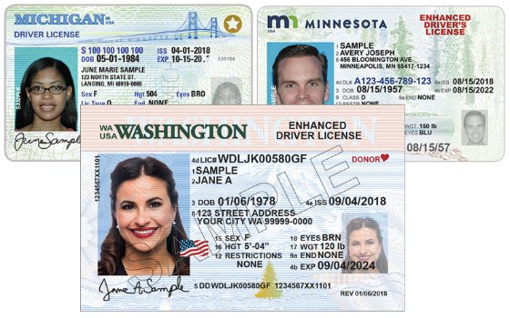 enhanced driver's licenses (EDLs) from three states