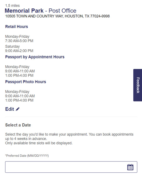 passport appointment schedule usps